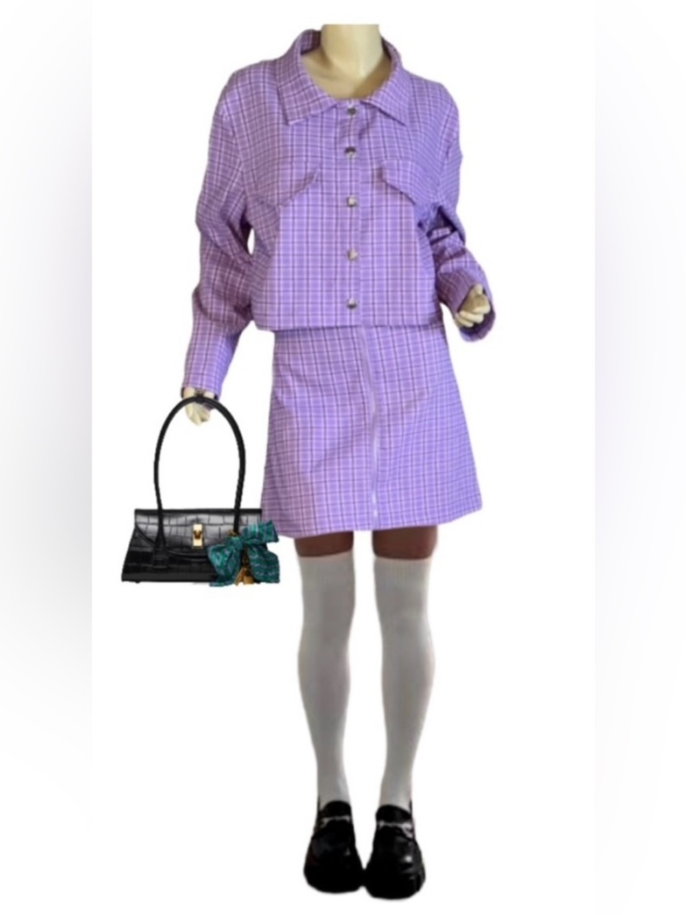 LIKE AN ANGEL PURPLE PLAID MINI SKIRT & JACKET SET (2X)